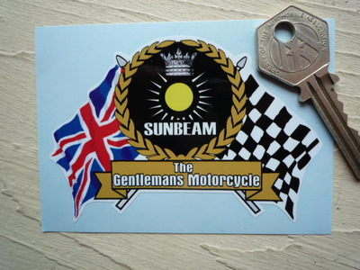 Sunbeam Motorcycle Flag & Scroll Sticker. 3.75".