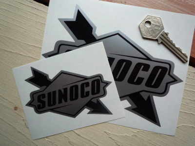 Sunoco Later Style Black & Silver Stickers. 4" or 6" Pair.