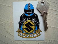 Suzuki Full Face Helmet Blue Cafe Racer Sticker. 3".