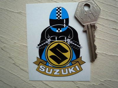 Suzuki Full Face Helmet Blue Cafe Racer Sticker. 3