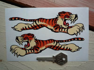 Leaping Tiger Stickers - Cream - 2", 4", 6", or 8" Pair