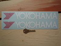 Yokohama Cut Text & Red Y Stickers. 11" Pair.