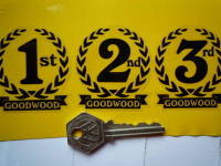 Goodwood 1st, 2nd & 3rd Podium Garland Stickers. 2".