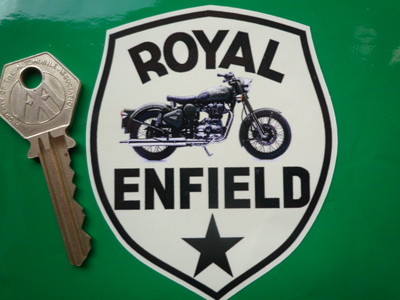 Royal Enfield Bike & Star Shield Sticker. 3".
