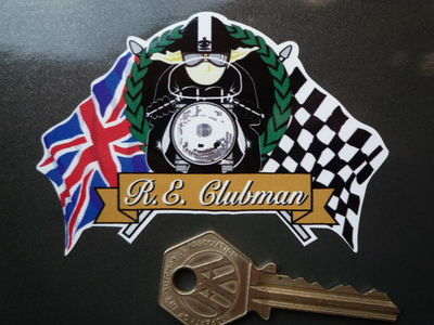 Royal Enfield Clubman Flag & Scroll Sticker. 4".