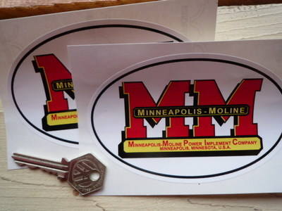 Minneapolis Moline MM Oval Stickers. 5" Pair.