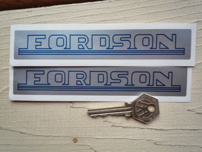 Fordson Blue & Silver Oblong Stickers. 6" Pair.