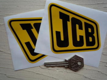 JCB Yellow & Black Shaped Stickers 4" Pair