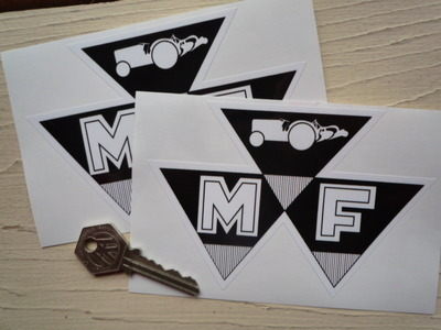Massey Ferguson MF Shaped Stickers. 5" Pair.