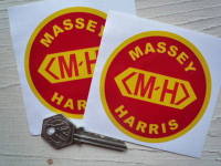 Massey Harris Circular Stickers. 3" Pair.