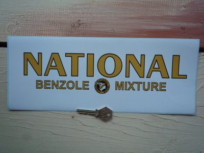 National Benzole Mixture Gold Text Oblong Sticker. 13