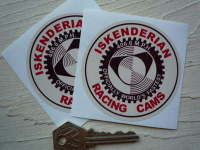 Iskenderian Racing Cams, Brown, Red & Cream Round Stickers. 3