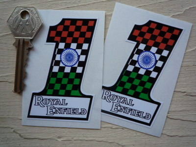 Royal Enfield Indian No.1 Stickers. 3" Pair.