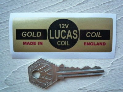 Lucas Gold Coil Sticker. 12V. W.