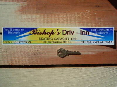 Bishop's Driv-Inn Tulsa Oklahoma Sticker. 12".