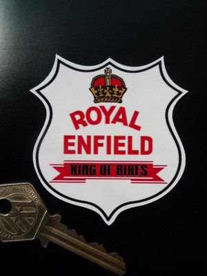 Royal Enfield King Of Bikes Shield Sticker. 2.5