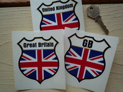 Union Jack Personalised Shield Sticker. 3".