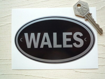 Wales Black & Silver ID Plate Sticker. 5".