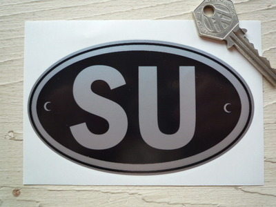 SU Russia Black & Silver ID Plate Sticker. 5".