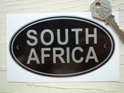 South Africa Black & Silver ID Plate Sticker. 5".