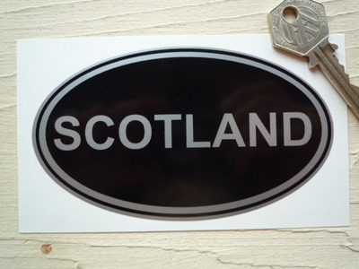 Scotland Black & Silver ID Plate Sticker. 5".