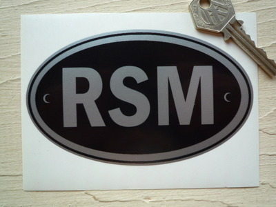 RSM San Marino Black & Silver ID Plate Sticker. 5".