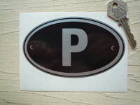 P Portugal Black & Silver ID Plate Sticker. 5