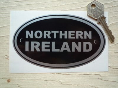 Northern Ireland Black & Silver ID Plate Sticker. 5".