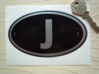 J Japan Black & Silver ID Plate Sticker. 5".