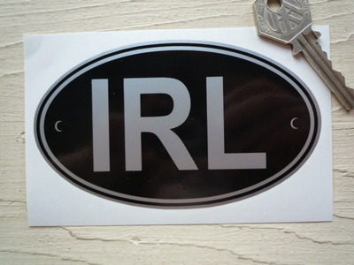 IRL Ireland Black & Silver ID Plate Sticker. 5".