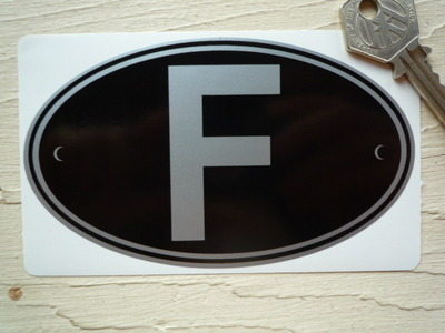 F France Black & Silver ID Plate Sticker. 5".