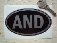 AND Andorra Black & Silver ID Plate Sticker. 5".