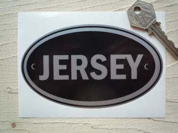 Jersey Black & Silver ID Plate Sticker. 5".