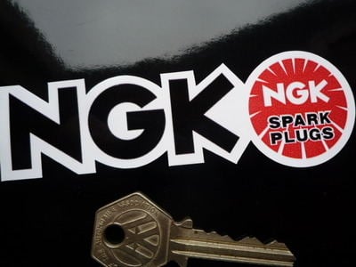 NGK Spark Plugs Cut to Shape Stickers. 4.5" Pair.