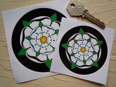 Yorkshire White Rose Circular Sticker - 3", 3.5", or 4"