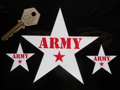 Royal Enfield Star Shaped 'Army' Stickers. Set of 3.