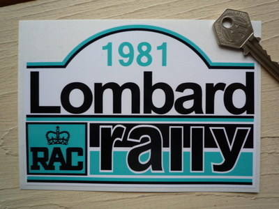 RAC Lombard Rally Turquoise Blue 1981 Plate Sticker. 6".