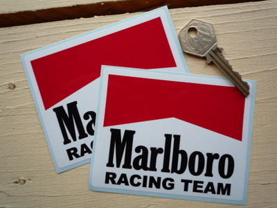 Marlboro Racing Team Body or Window Stickers. 4" Pair.