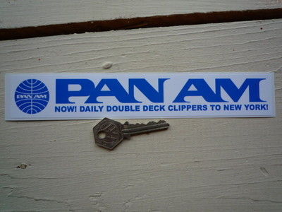 Pan Am Double Deck Clippers To New York Oblong Sticker. 8.5".