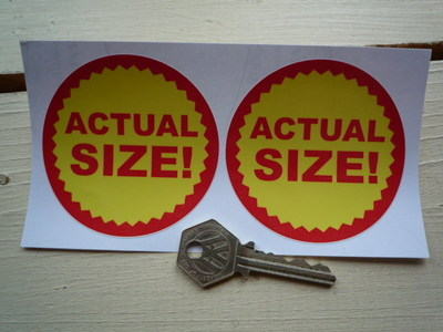 Humorous 'Actual Size!' Stickers. 3