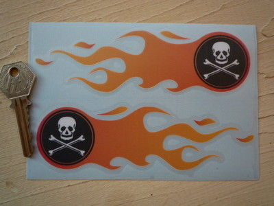 Skull Flame Stickers. 5.75".