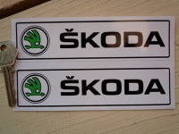 Skoda New Style Oblong Stickers. 6" Pair.