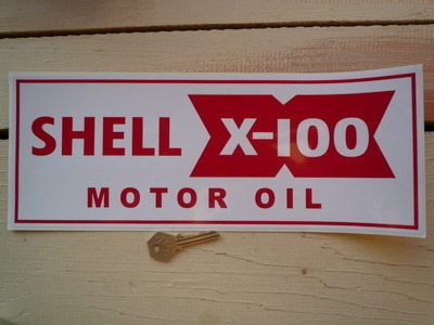 Shell X-100 Motor Oil Service Station Workshop Sticker. 13.5".