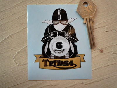 TriBsa Cafe Racer with Pudding Basin Helmet Sticker. 3",