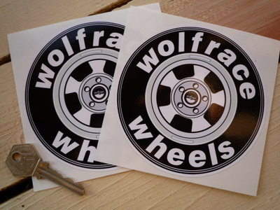 Wolfrace Wheels Circular Stickers. 4.5" Pair.