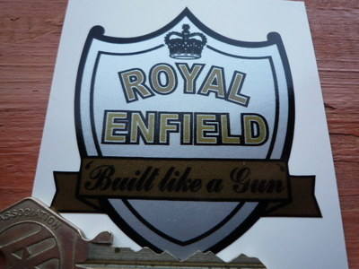Royal Enfield Built Like A Gun Shield Sticker. 2.5