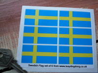 Sweden Flag Stickers. Set of 6. 2