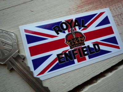 Royal Enfield Crown & Union Jack Sticker. 3".