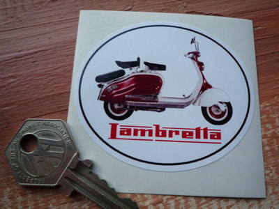Lambretta Text & Image Oval Sticker. 2.75