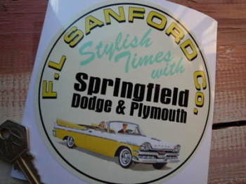 Dodge & Plymouth Springfield F.L.Sanford Sticker. 5".